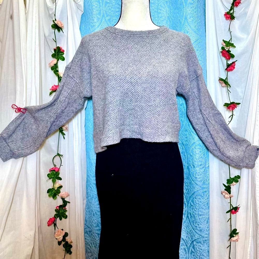 🌟 Banana Republic Balloon Sleeve Oversized Cropped Sweater Sz S